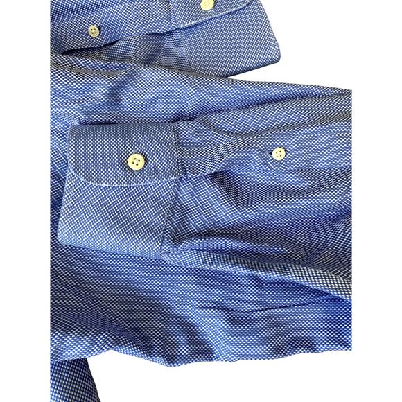 Peter Millar Blue Nanoluxe Easycare Mens Long Sleeve Button Down XL - Picture 5 of 10